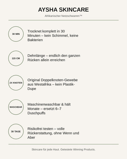 Aysha Skincare Afrikanischer Netzschwamm – Vorteile auf einen Blick