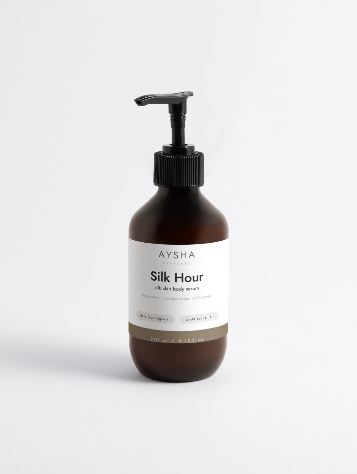 Silk Hour Body Serum von Aysha Skincare, 270 ml Flasche mit Pumpspender