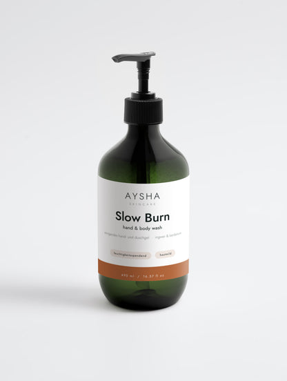 Slow Burn Hand & Body Wash von Aysha Skincare, 490 ml Flasche mit Pumpspender