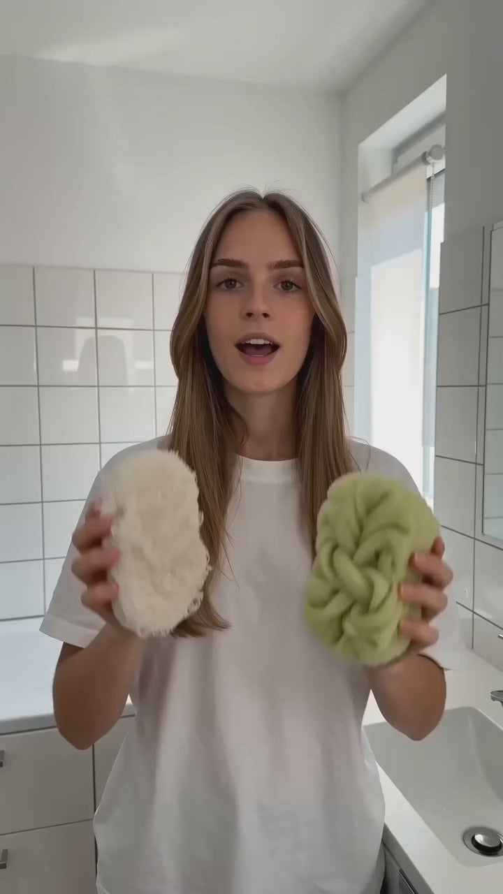 Fake vs. Echt Vergleich & Doppelknoten-Test – Aysha Skincare Netzschwamm